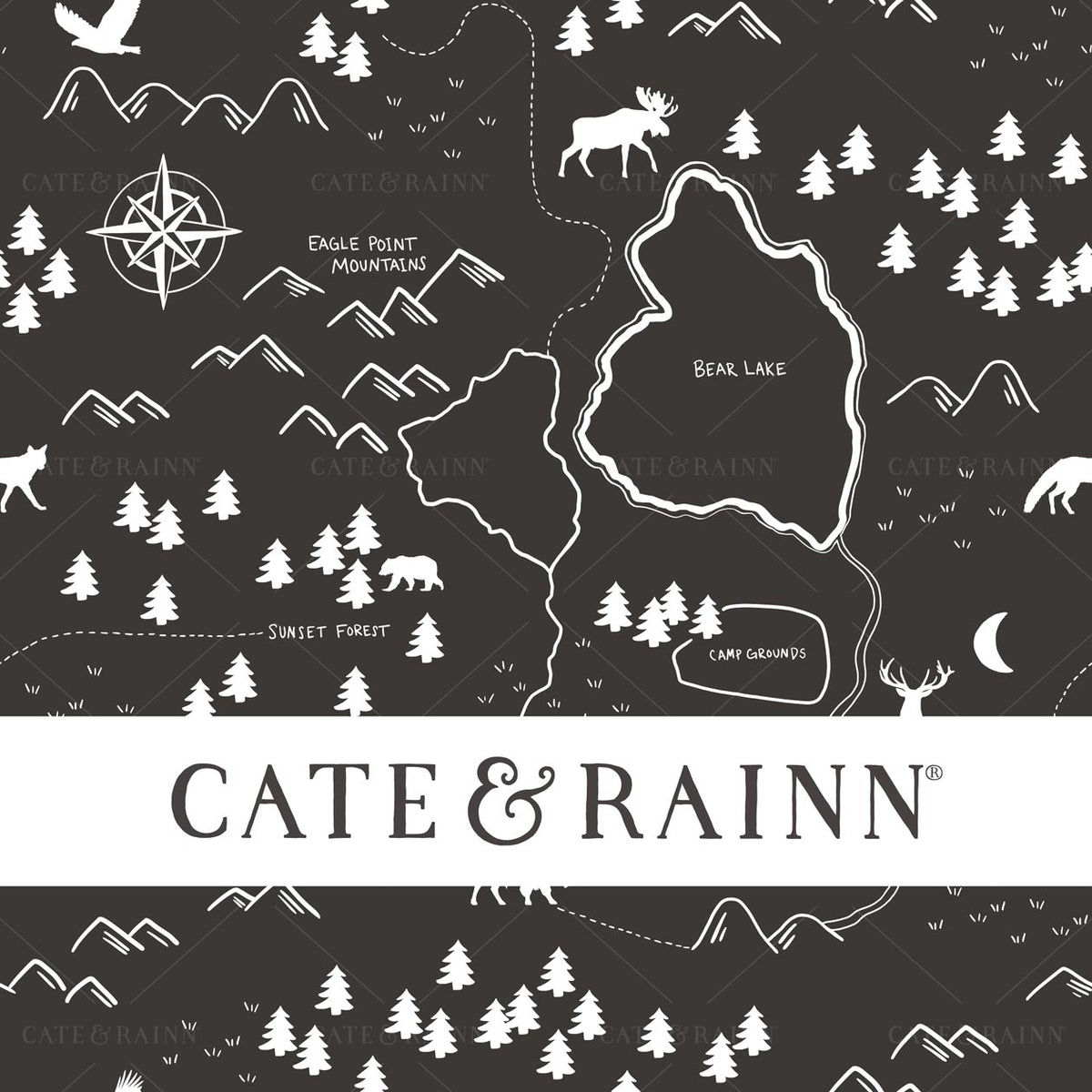Hand-Drawn Wilderness Map Seamless Pattern Design | Woodland Forest Collection