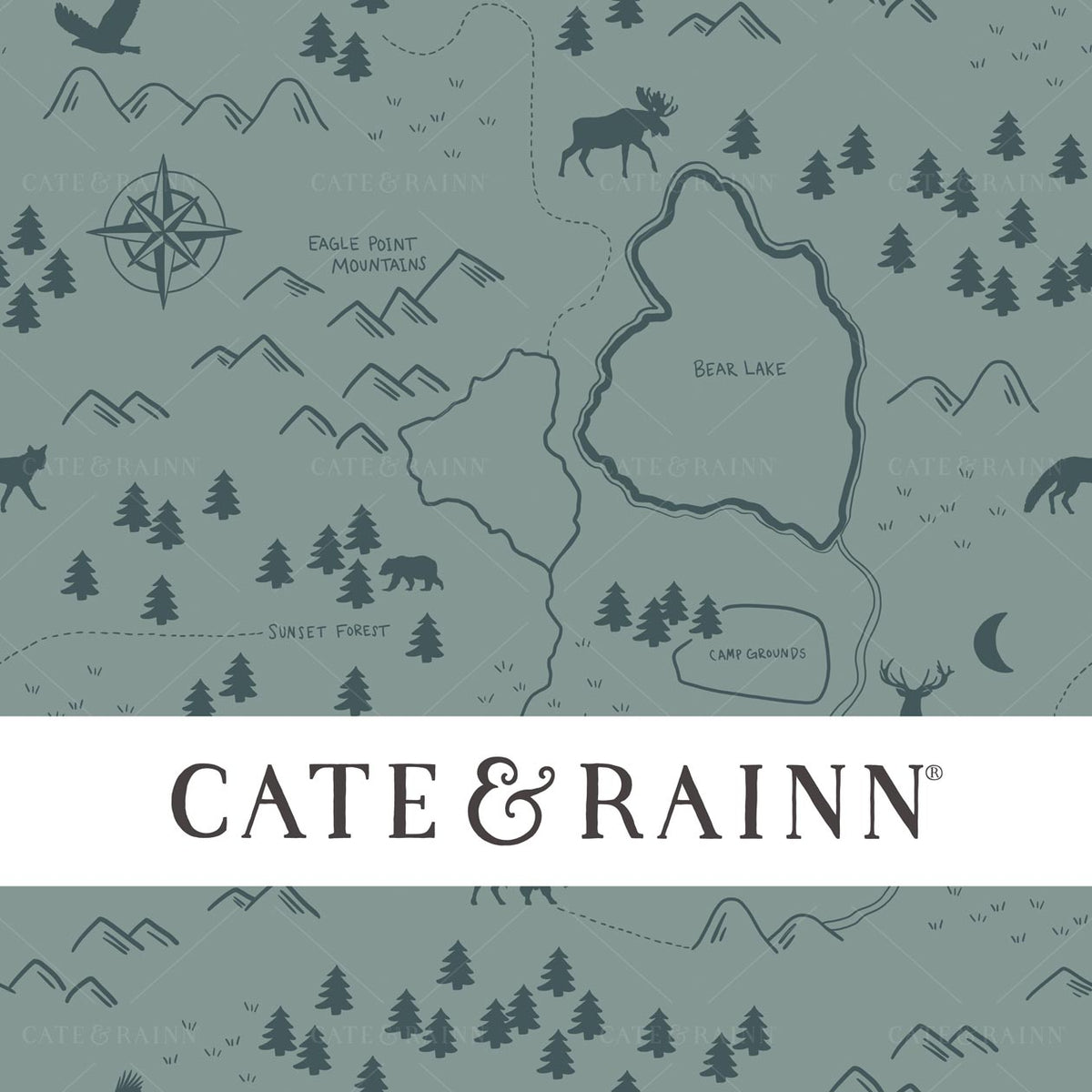 Hand-Drawn Wilderness Map Seamless Pattern Design | Woodland Forest Collection