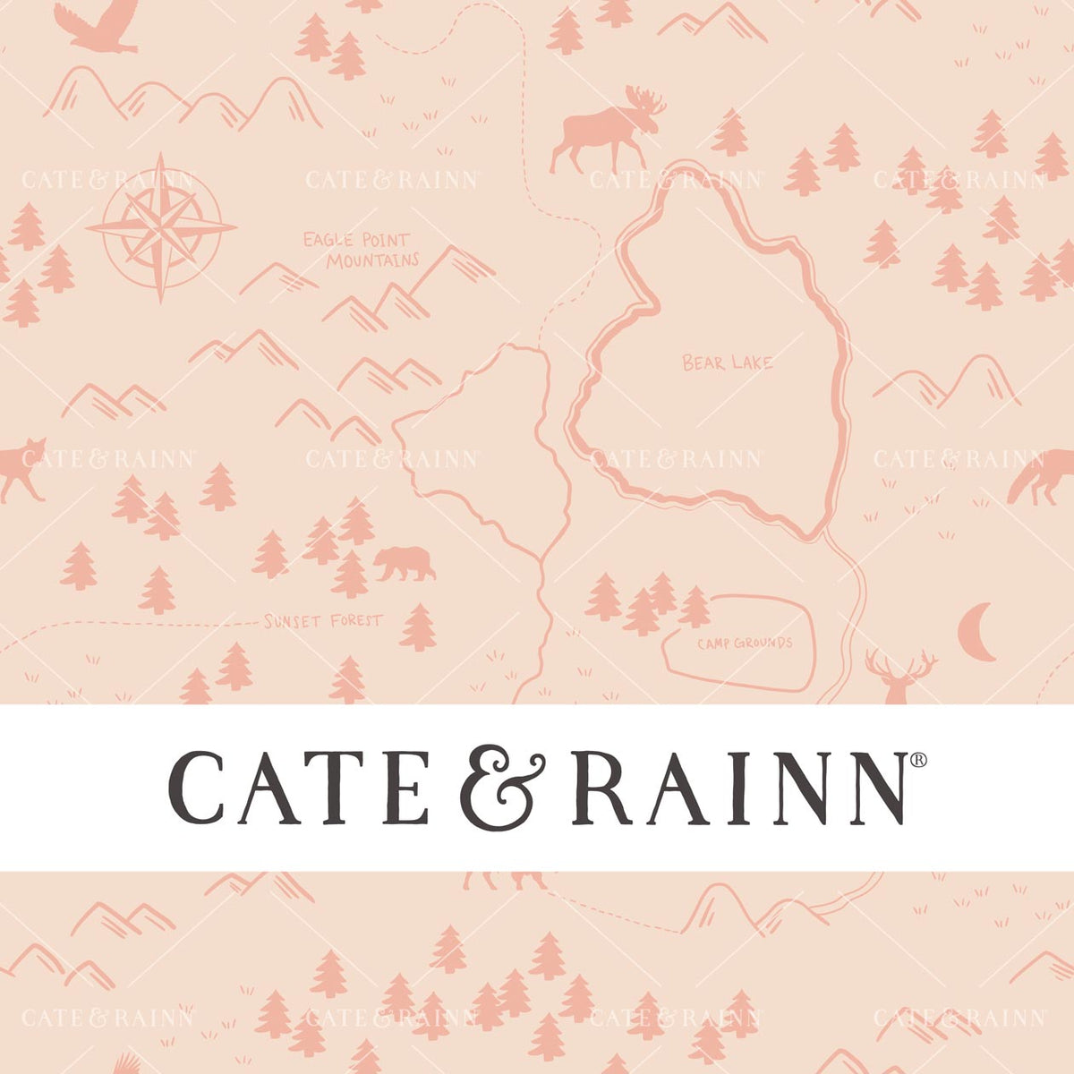 Hand-Drawn Wilderness Map Seamless Pattern Design | Woodland Forest Collection