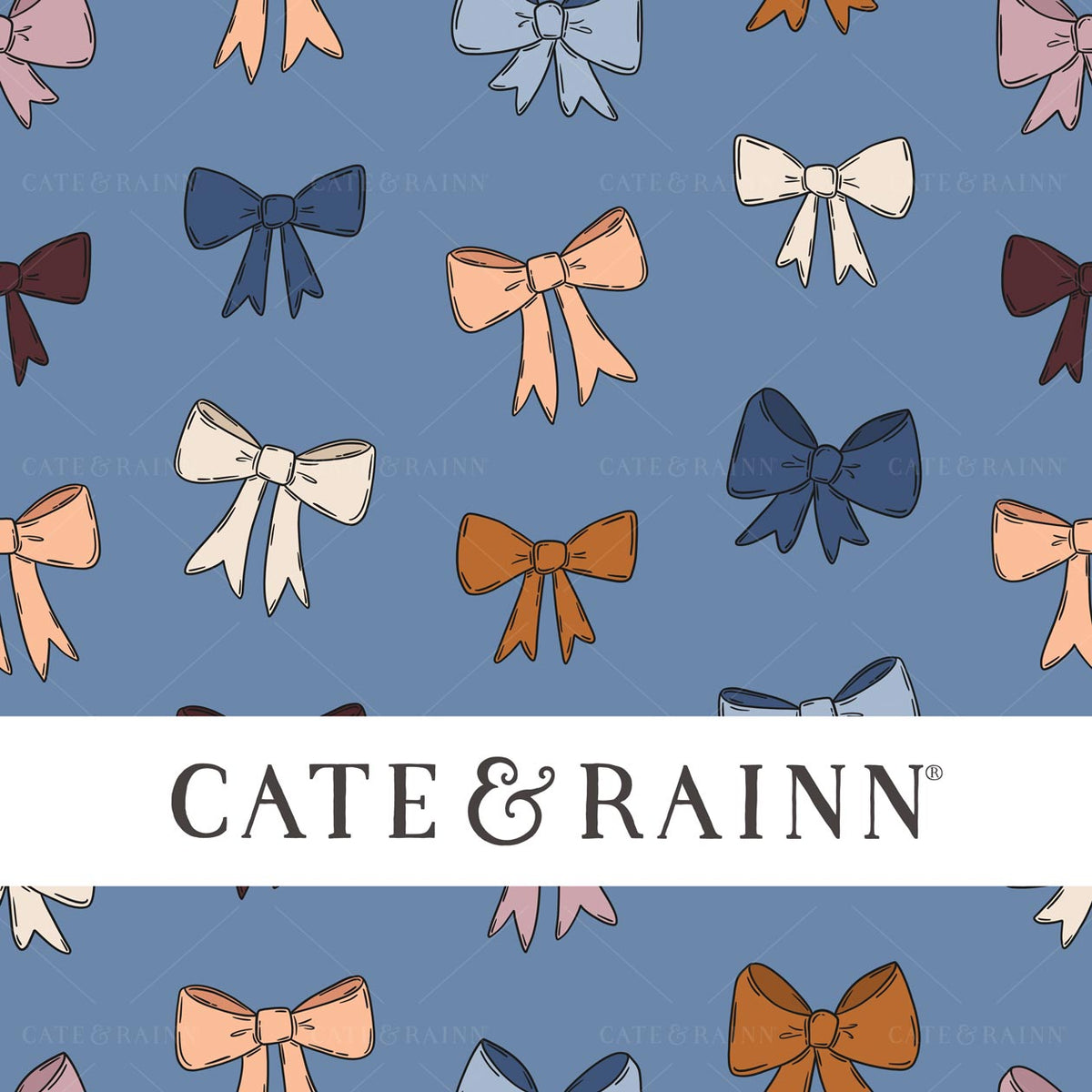 Blue Vintage Coquette Bows Seamless Pattern Design by Cate &amp; Rainn®