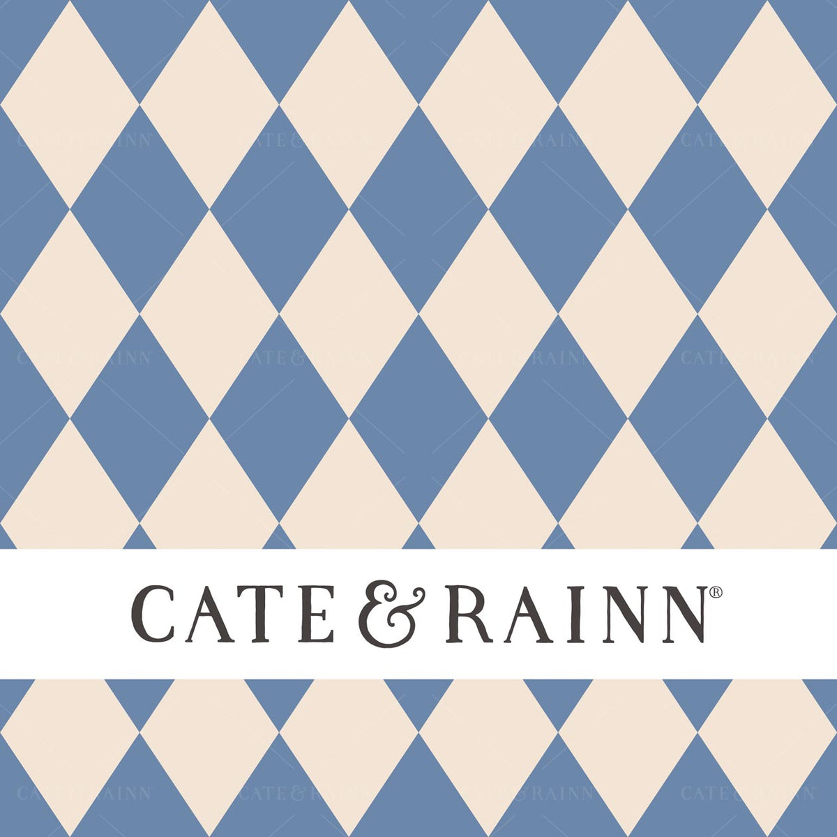 Blue and Cream Diamond Print Seamless Pattern File by Cate &amp; Rainn