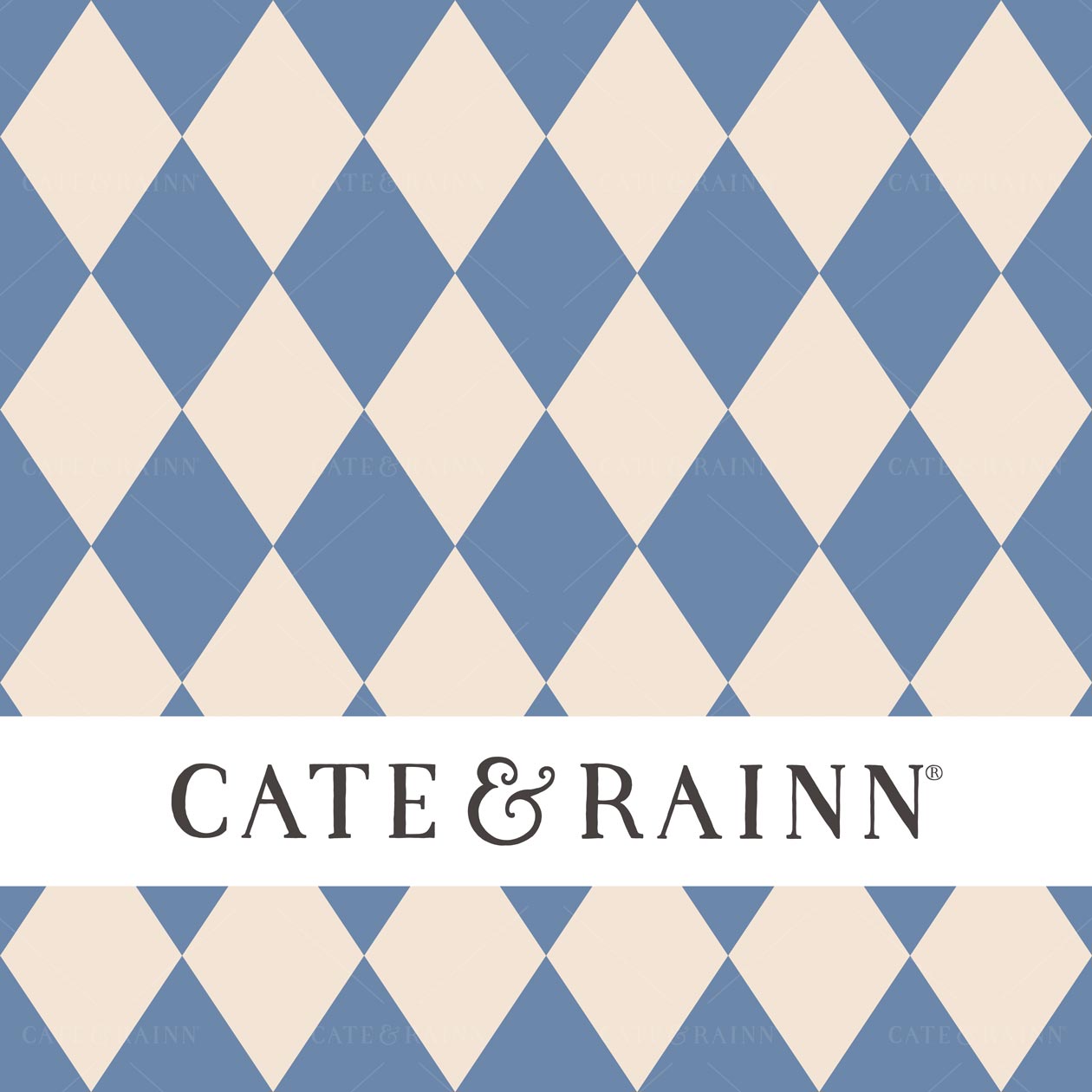Blue and Cream Diamond Print Seamless Pattern File by Cate & Rainn