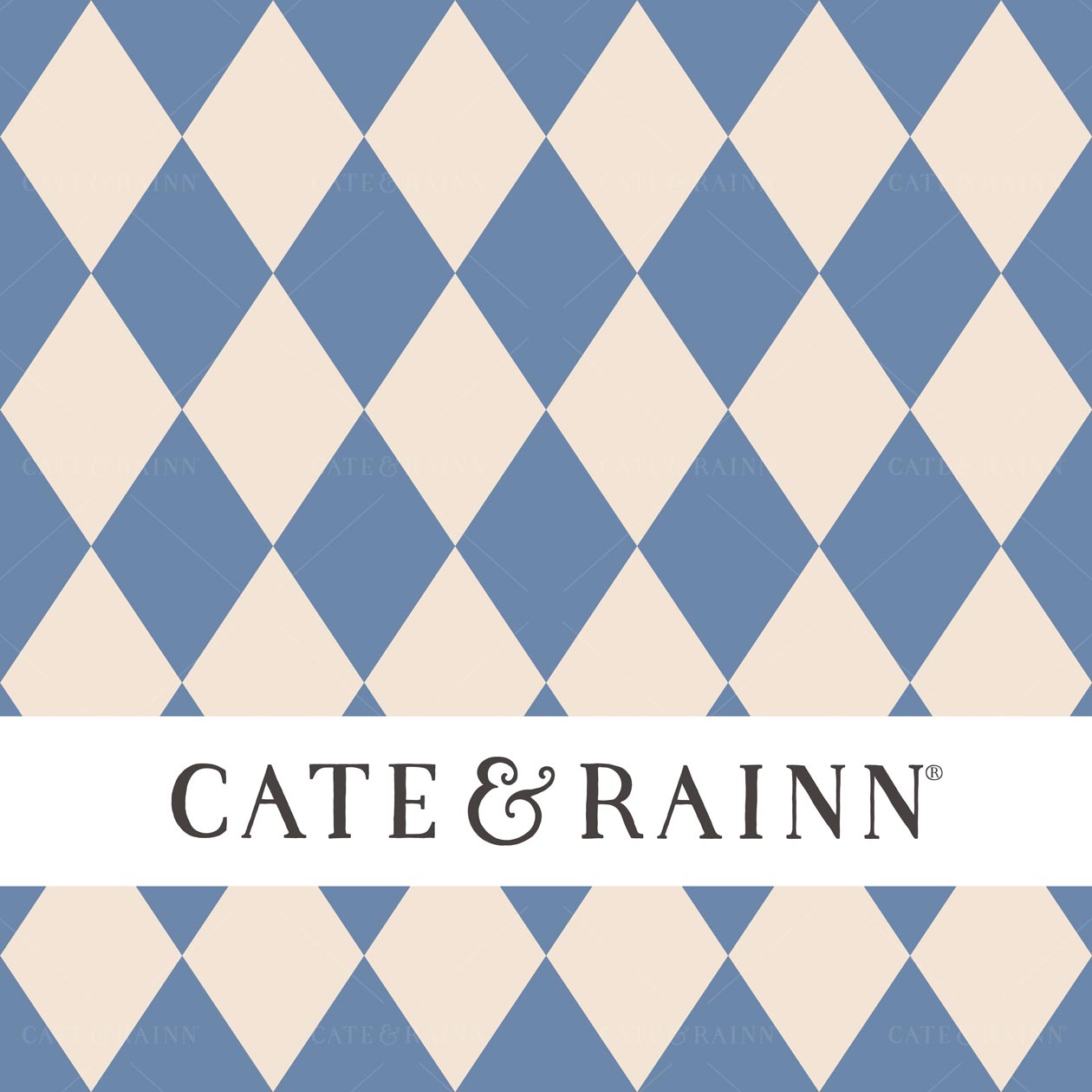 Blue and Cream Diamond Print Seamless Pattern File by Cate & Rainn