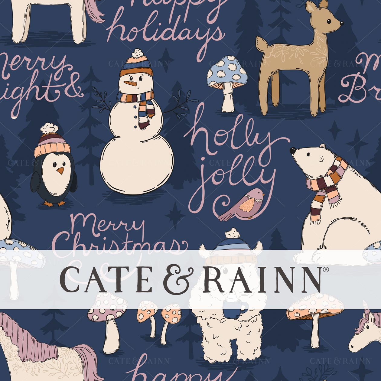 Magical Christmas Animals Seamless Pattern Design by Cate & Rainn