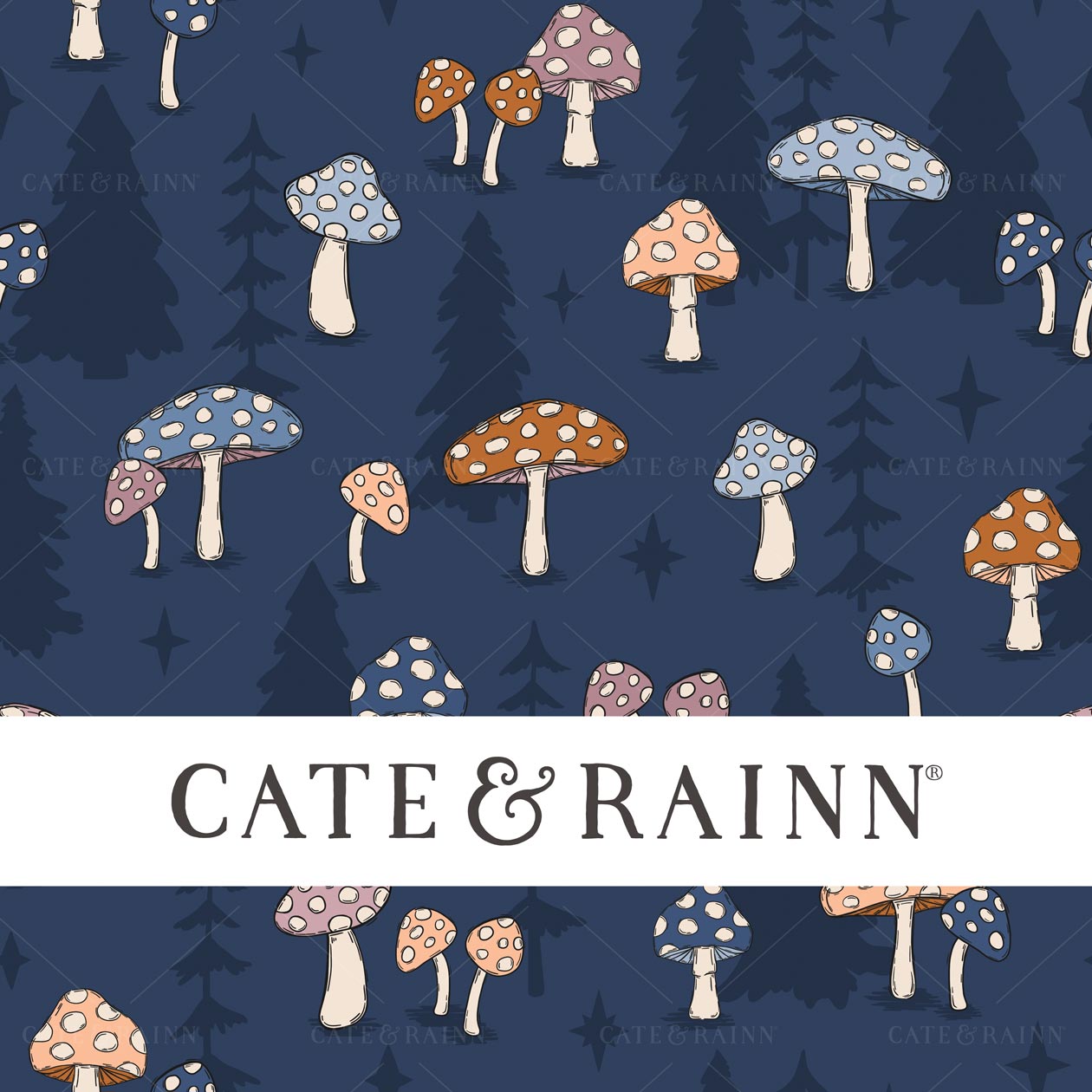 Mushroom Forest Seamless pattern by Cate and Rainn