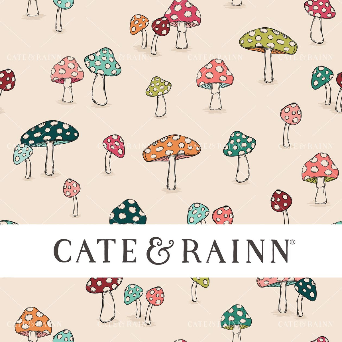 Colorful Mushrooms Seamless Pattern | Whimsical Winter Candy Shoppe Collection