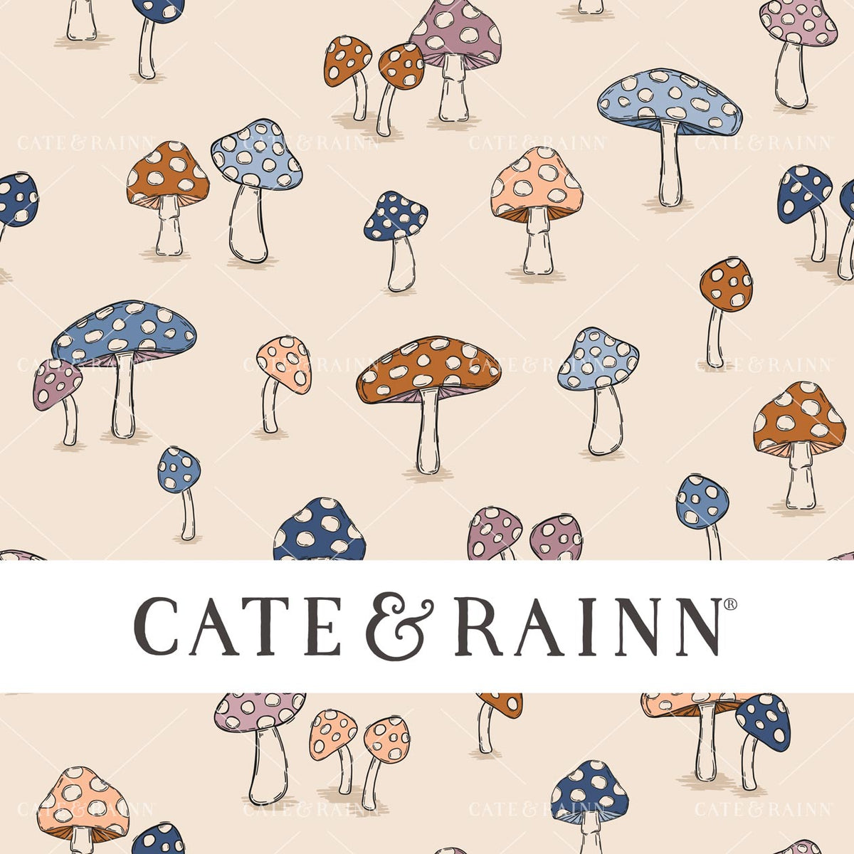 Retro Magical Mushrooms Seamless Pattern File by Cate &amp; Rainn