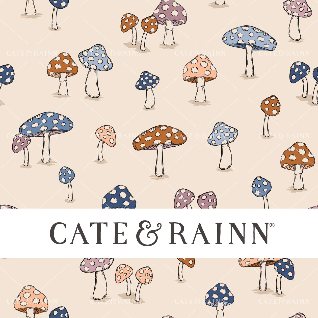 Retro Magical Mushrooms Seamless Pattern File by Cate & Rainn