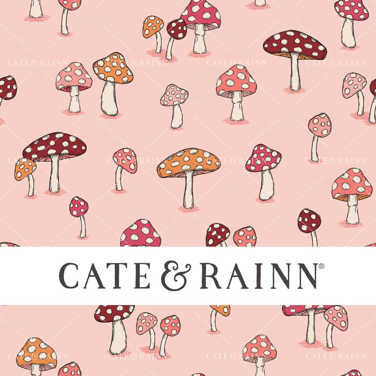 Pink and Red Mushrooms Seamless Pattern | Whimsical Winter Candy Shoppe Collection