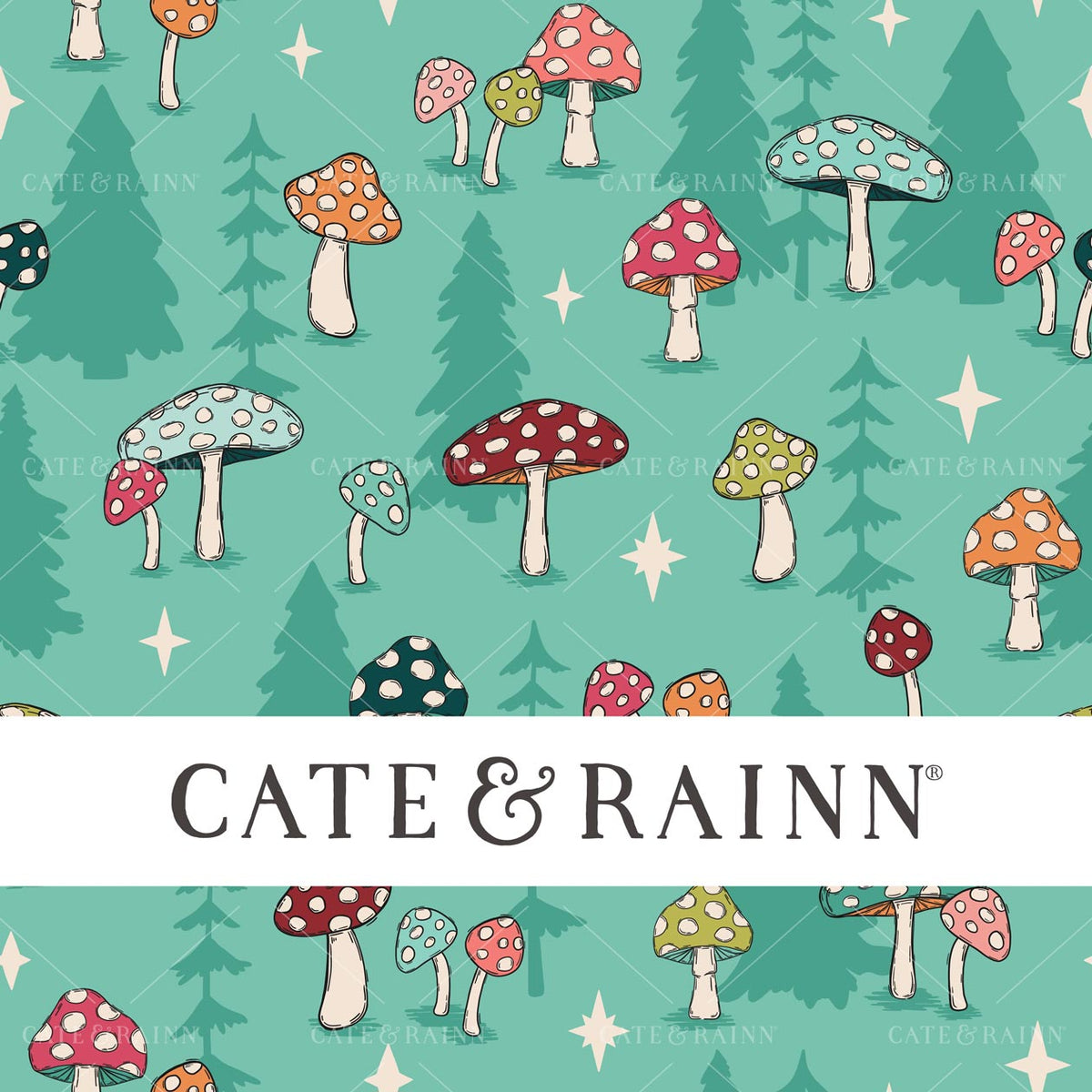 Colorful Mushroom Forest Seamless Pattern | Whimsical Winter Candy Shoppe Collection