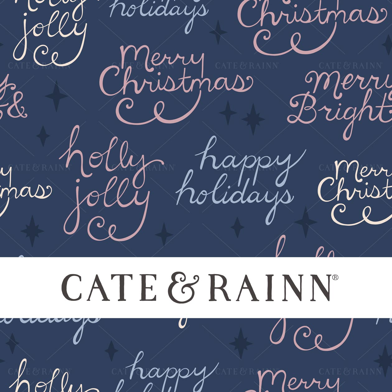 Hand-lettered Christmas Holiday Sentiments Seamless Pattern by Cate & Rainn