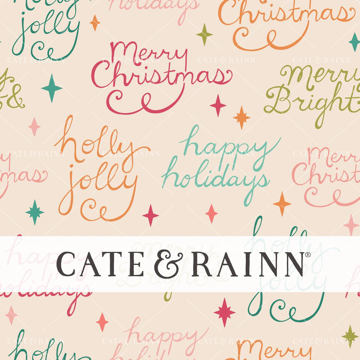 Colorful Christmas Wishes on Cream Seamless Pattern | Whimsical Winter Candy Shoppe Collection