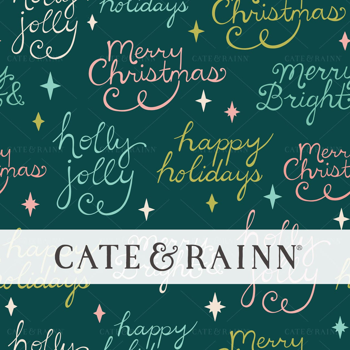 Retro Teal and Pink Christmas Wishes Seamless Pattern | Whimsical Winter Candy Shoppe Collection