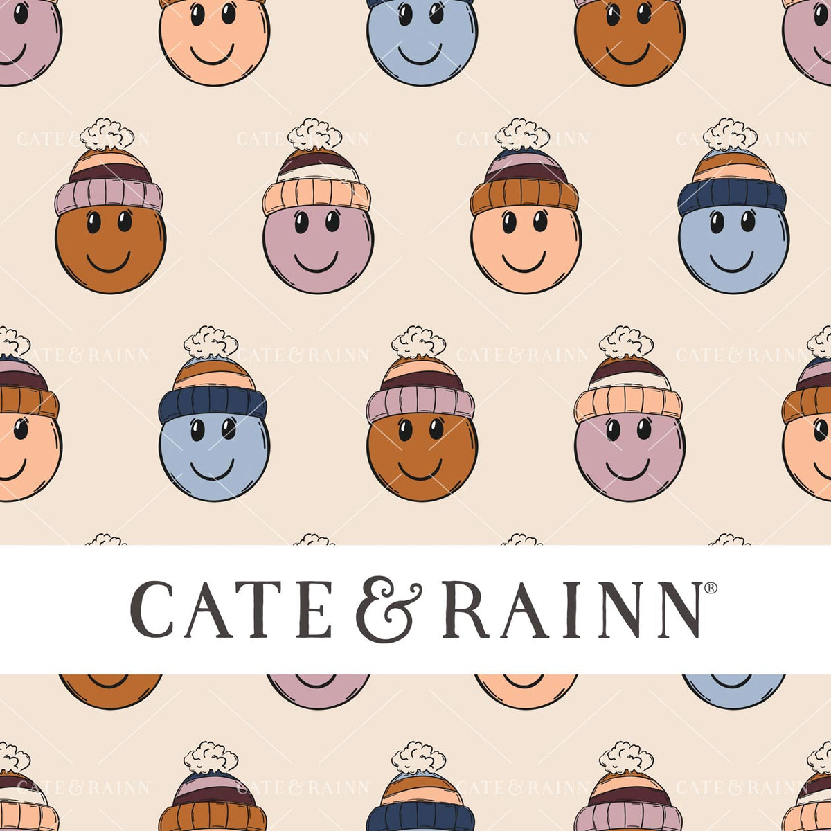 Cute winter smiley faces seamless pattern file by Cate &amp; Rainn