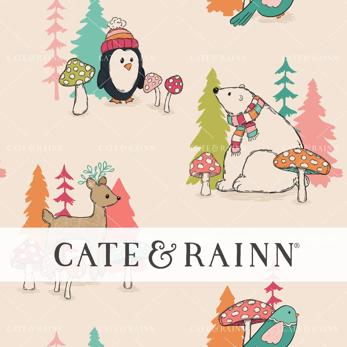 Colorful Winter Animals Seamless Pattern | Whimsical Winter Candy Shoppe Collection