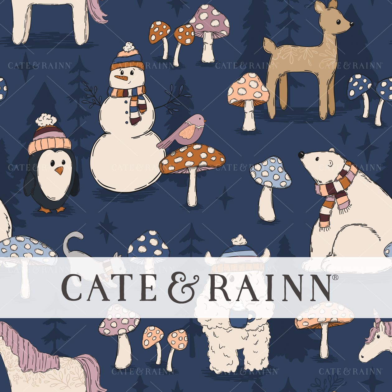 Magical Winter Woods Seamless Pattern Design by Cate & Rainn