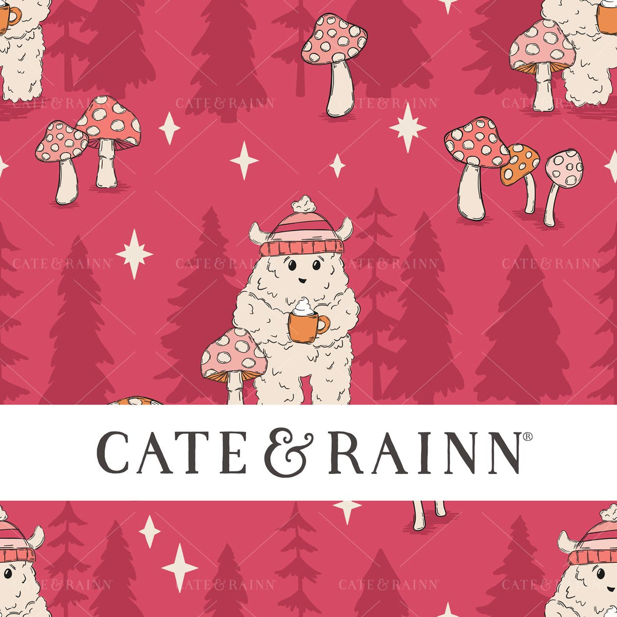 Hot Pink Yeti Forest Seamless Pattern | Whimsical Winter Candy Shoppe Collection