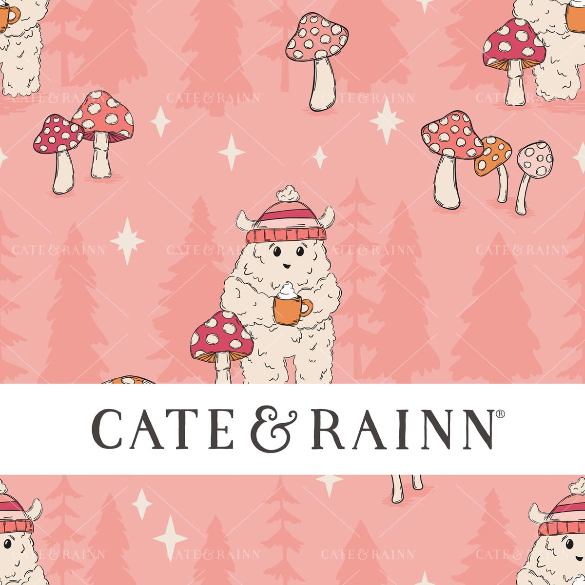 Pink Yeti Forest Seamless Pattern | Whimsical Winter Candy Shoppe Collection