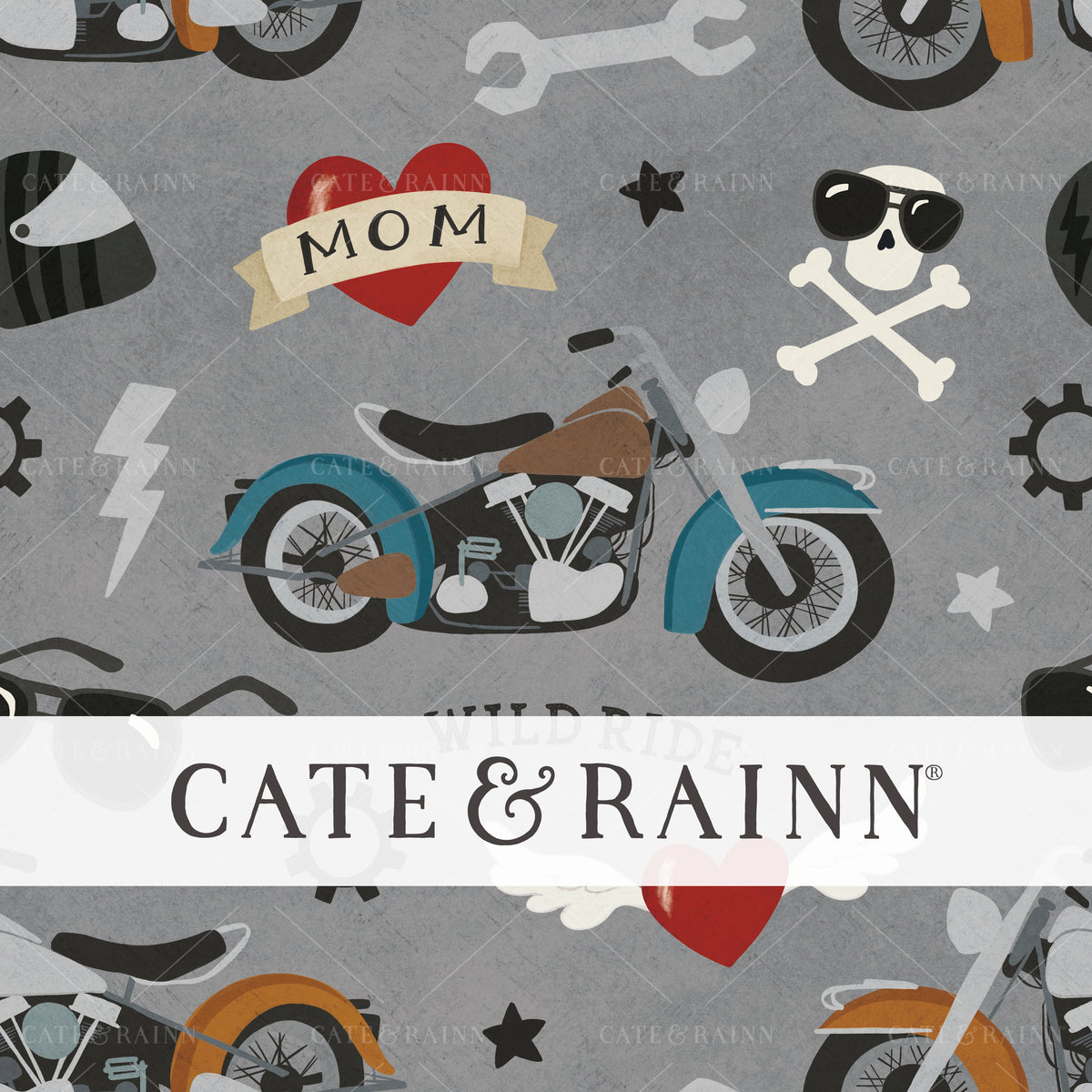 Biker dude Wild Ride Seamless Pattern Design by Cate &amp; Rainn®