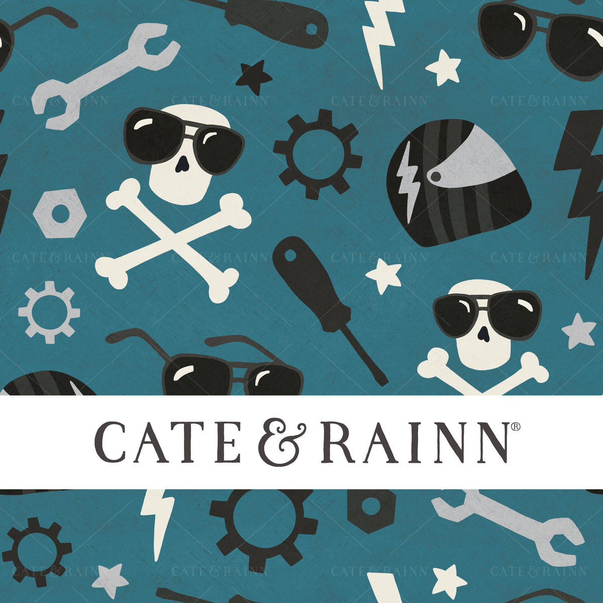 Biker Kid Seamless Pattern Design by Cate and Rainn®