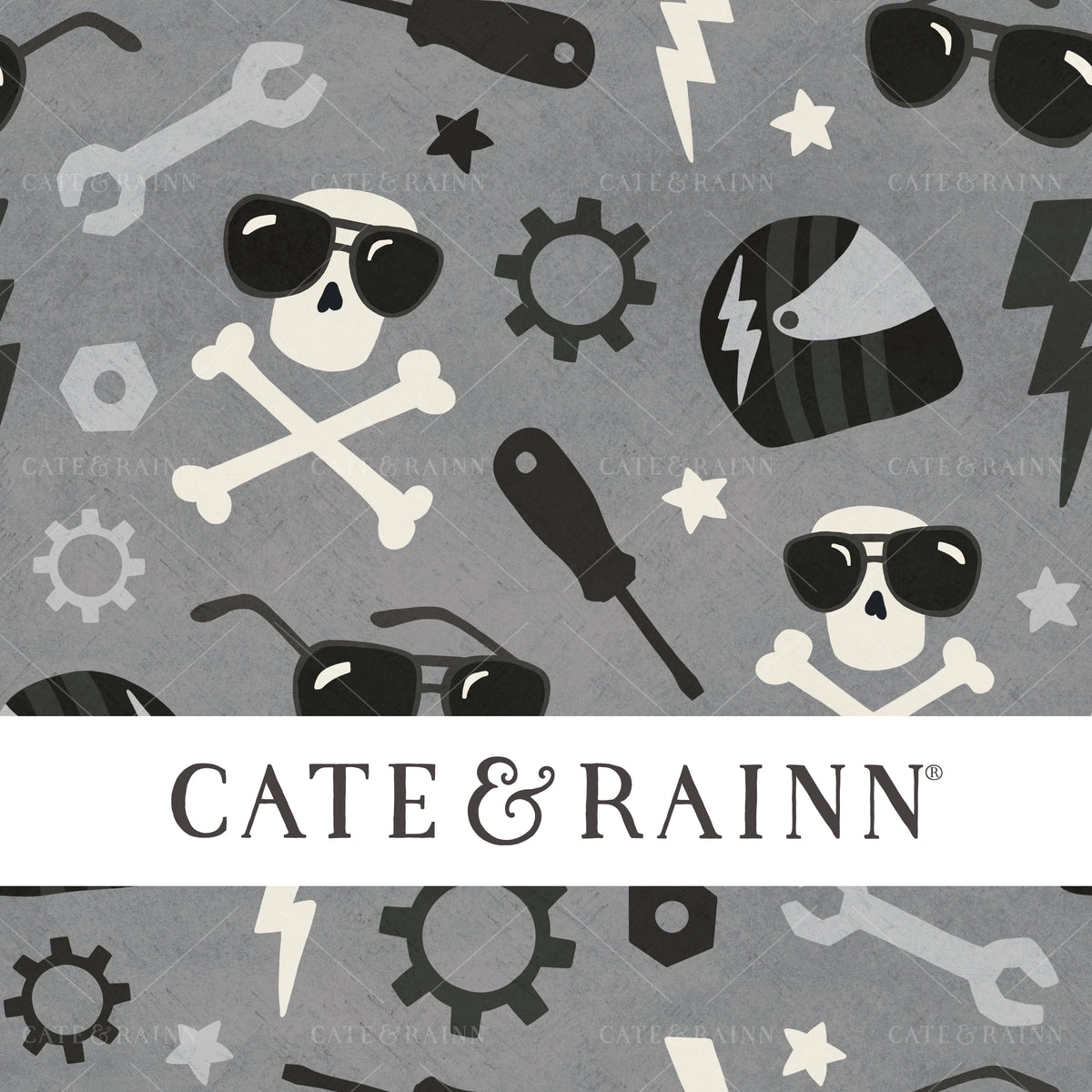 Biker Kid Seamless Pattern Design by Cate and Rainn®