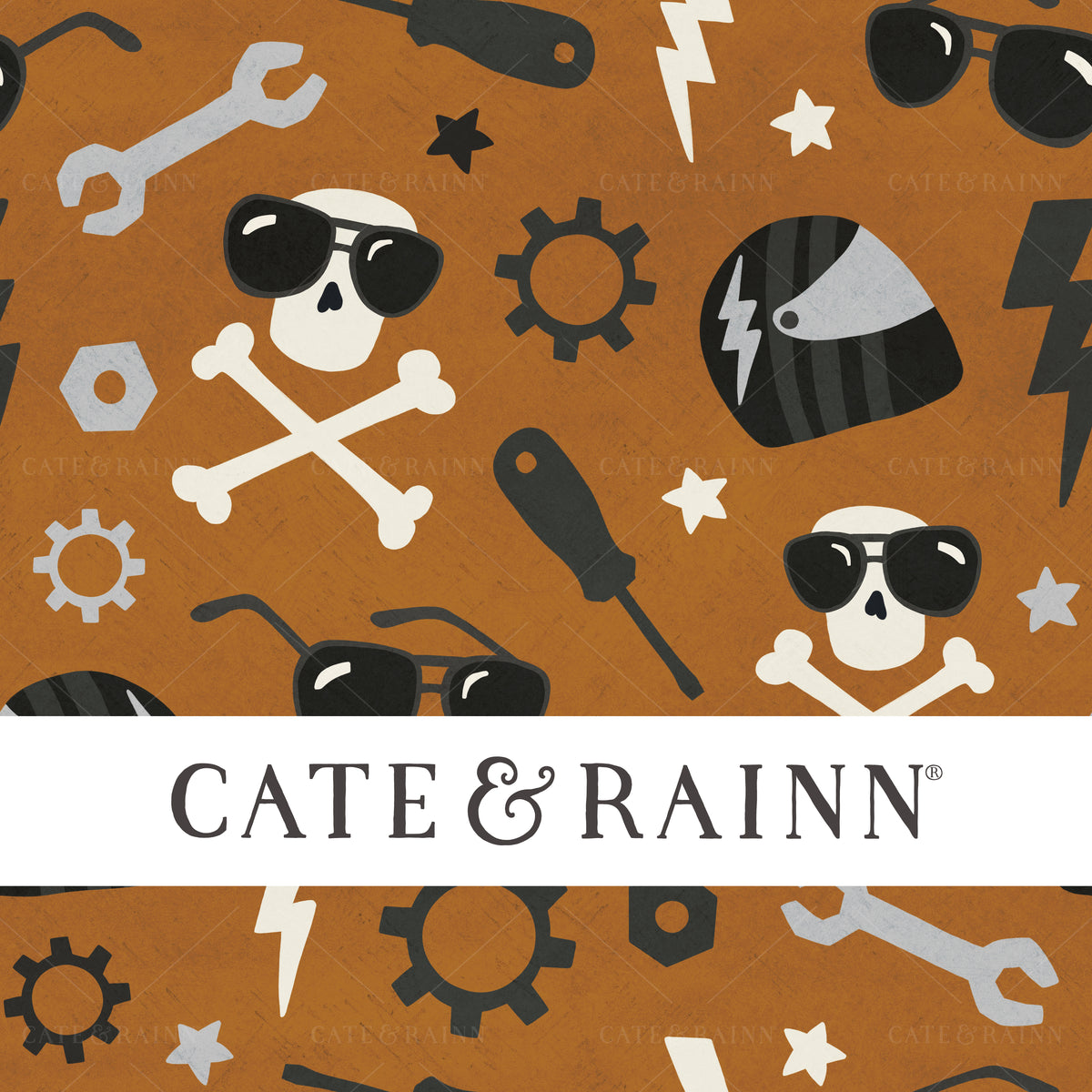 Biker Kid Seamless Pattern Design by Cate and Rainn®