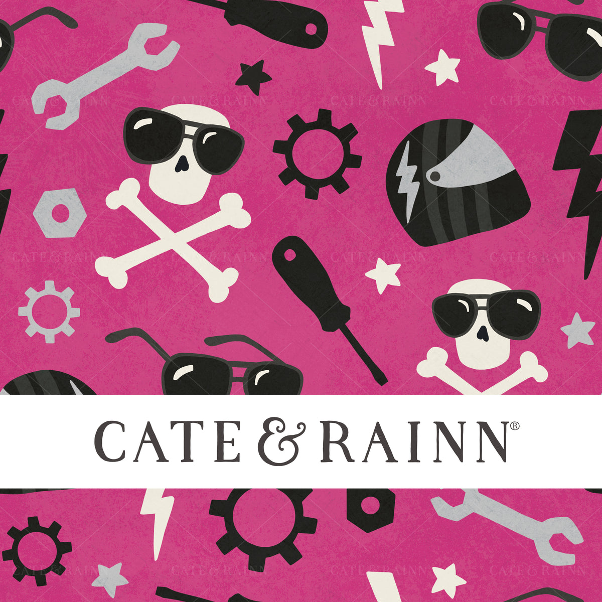 Biker Kid Seamless Pattern Design by Cate and Rainn®