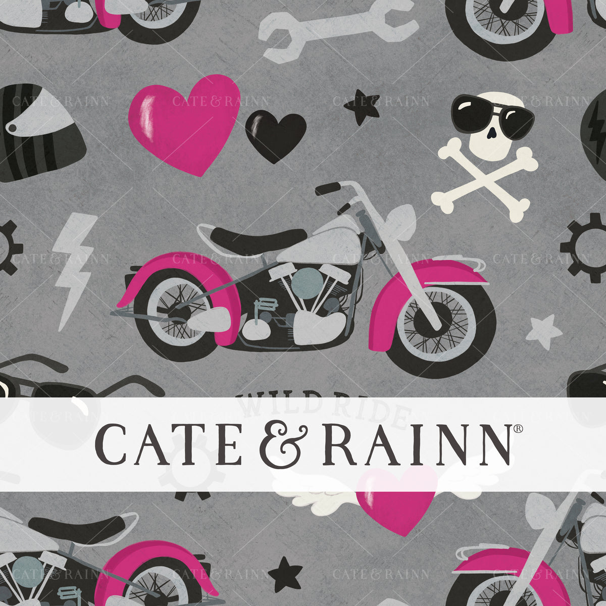 Biker chick Wild Ride Seamless Pattern Design by Cate &amp; Rainn®