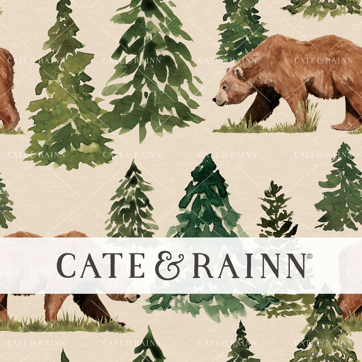 Woodland Forest Grizzly Bear Seamless Pattern Design | The Wild Wood Collection