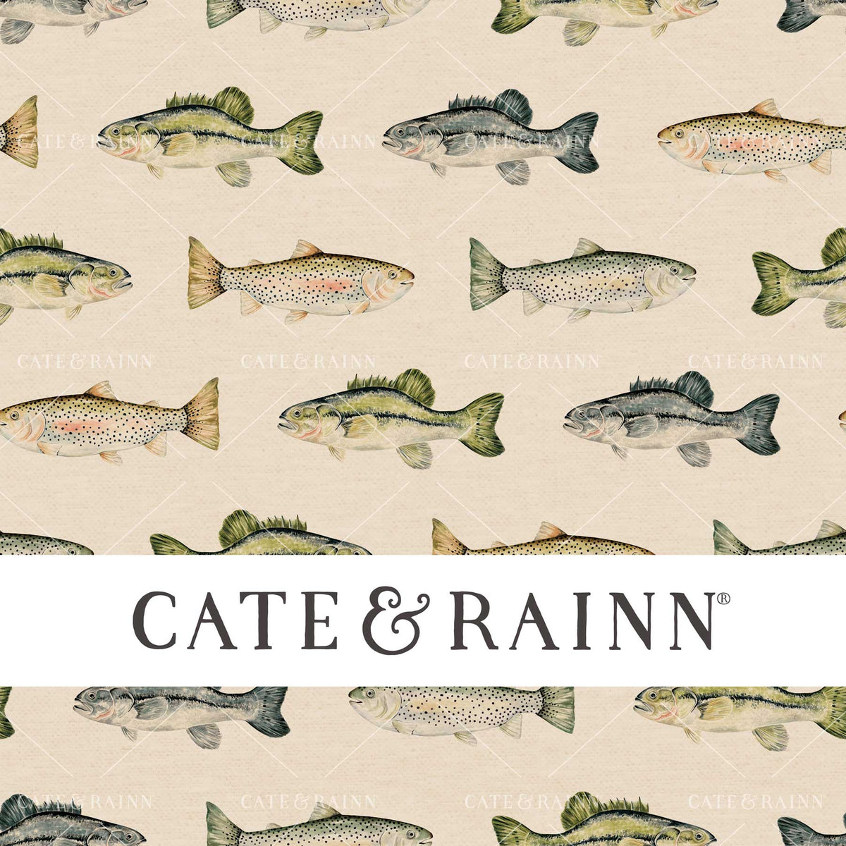 Vintage rustic cabin decor, lake life fish design by Cate &amp; Rainn