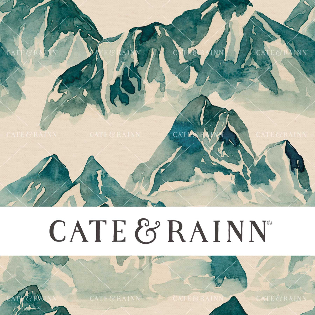 Watercolor Blue Mountain Range by Cate and Rainn