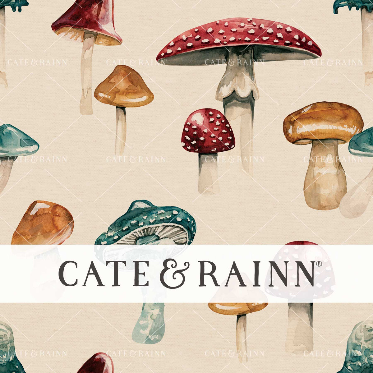 Vintage Rustic Watercolor Mushroom by Cate and Rainn