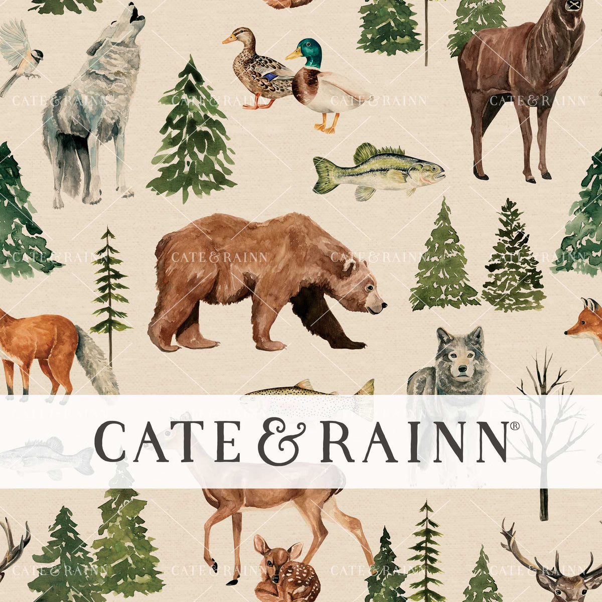 Watercolor Wild Animals Seamless Pattern Design | The Wild Wood Collection