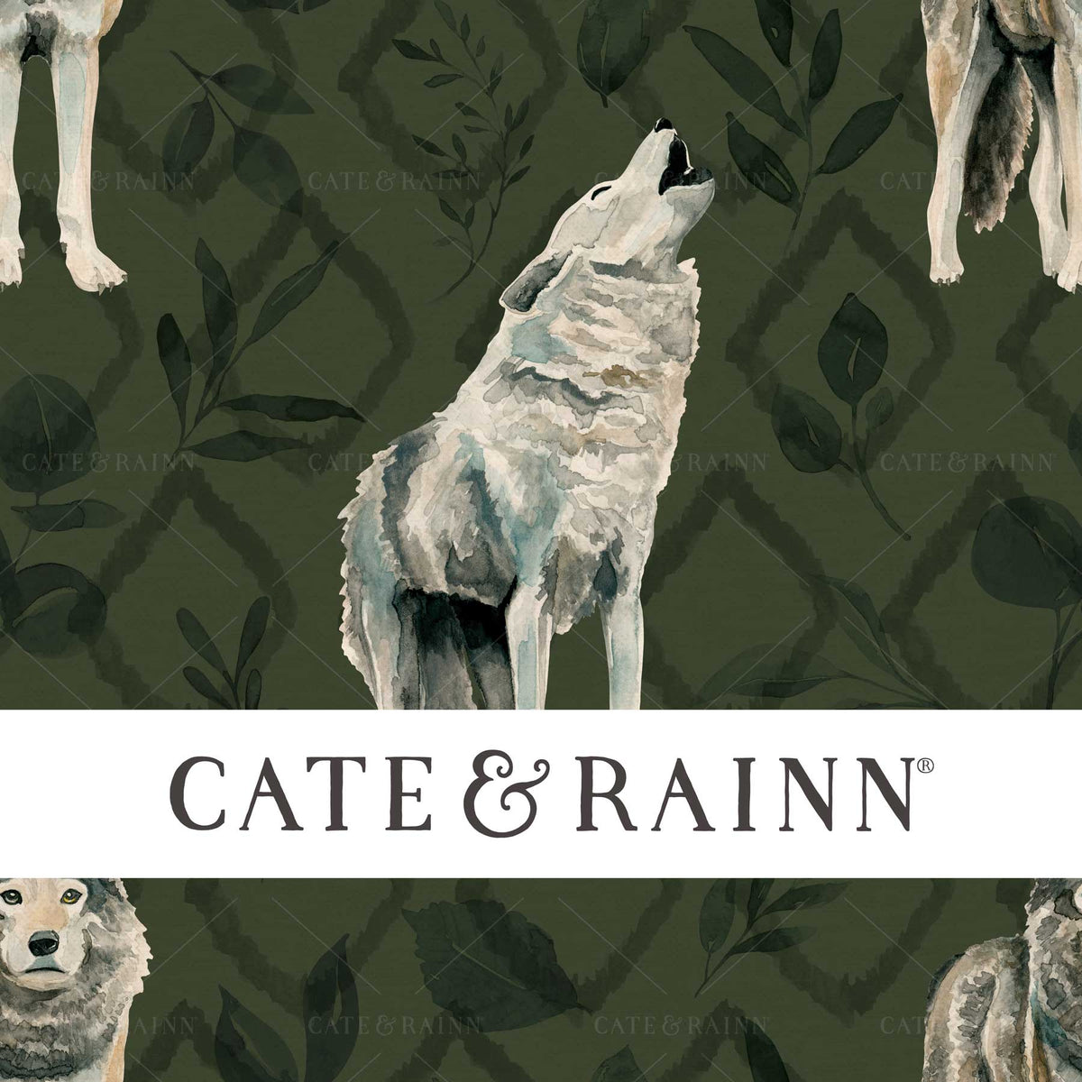 Boho Woodland Wolves Surface Pattern Design by Cate and Rainn