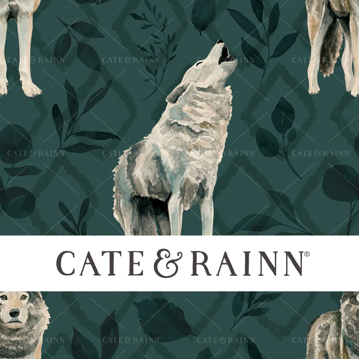 Boho Woodland Wolves Surface Pattern Design by Cate and Rainn