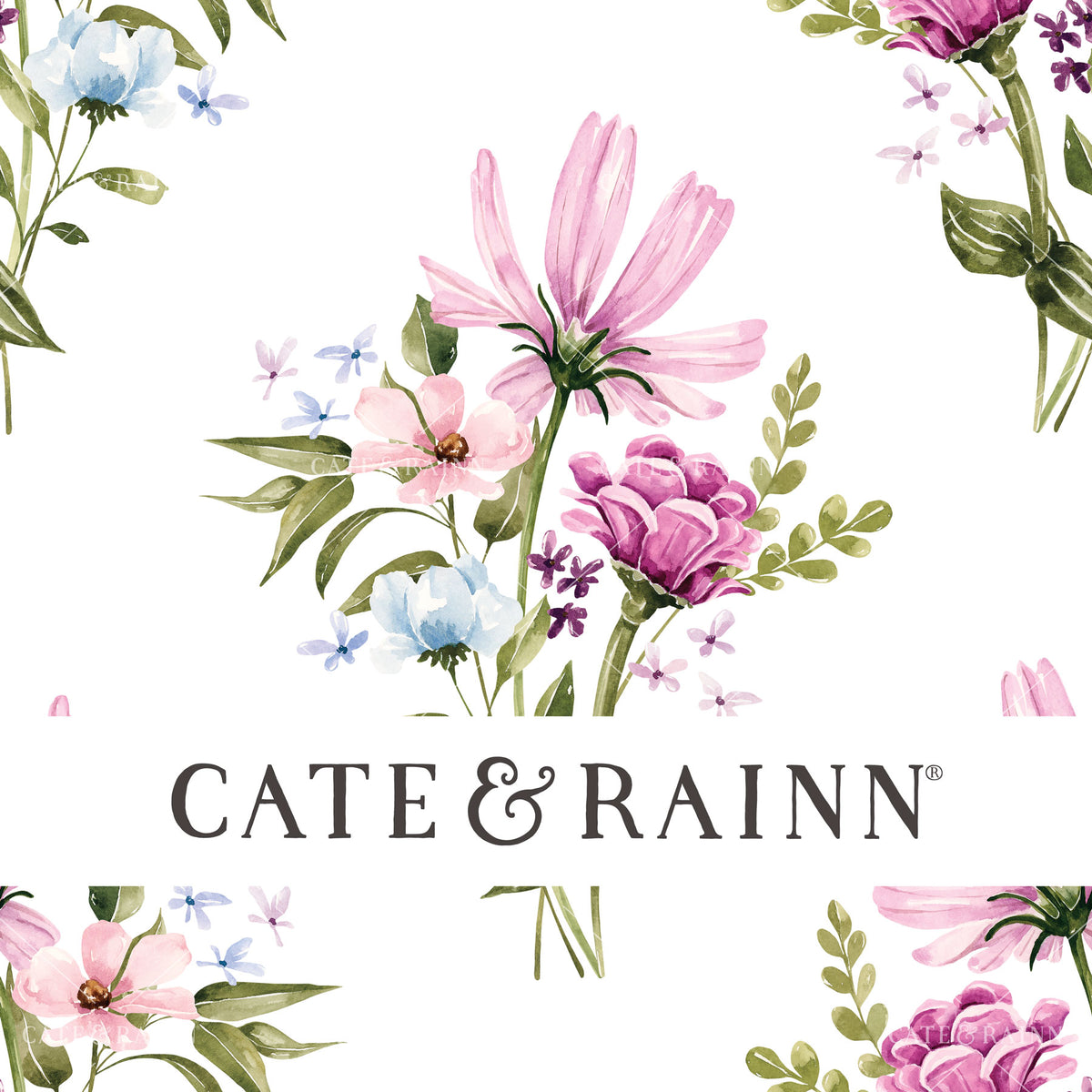 Wildflower Floral Bouquet on White Seamless Pattern | Wildflower Fields Collection