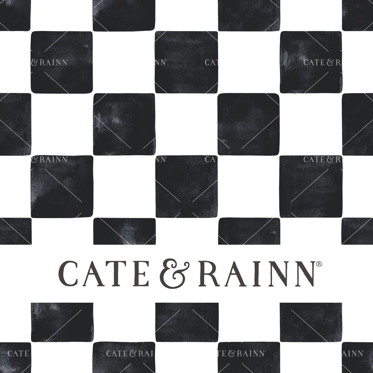 Black and White Watercolor Checkered Seamless Pattern | Wildflower Fields Collection