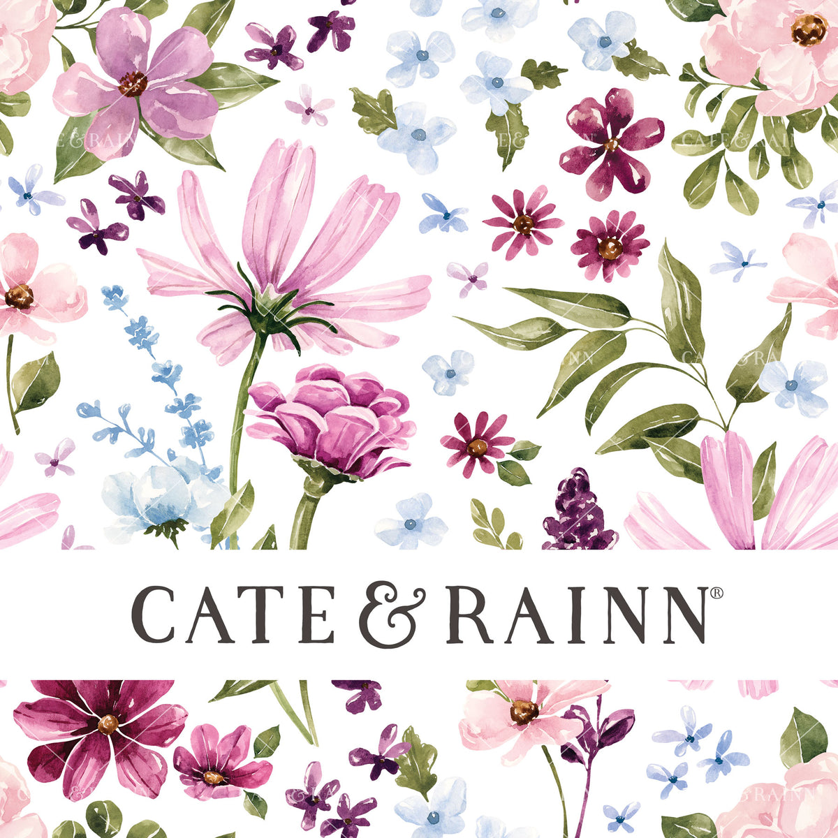 Wildflower Fields Floral on White Seamless Pattern | Wildflower Fields Collection