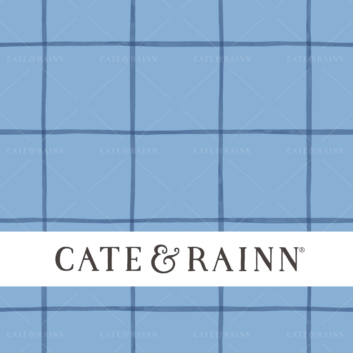 Blue Watercolor Grid Plaid Seamless Pattern | Wildflower Fields Collection