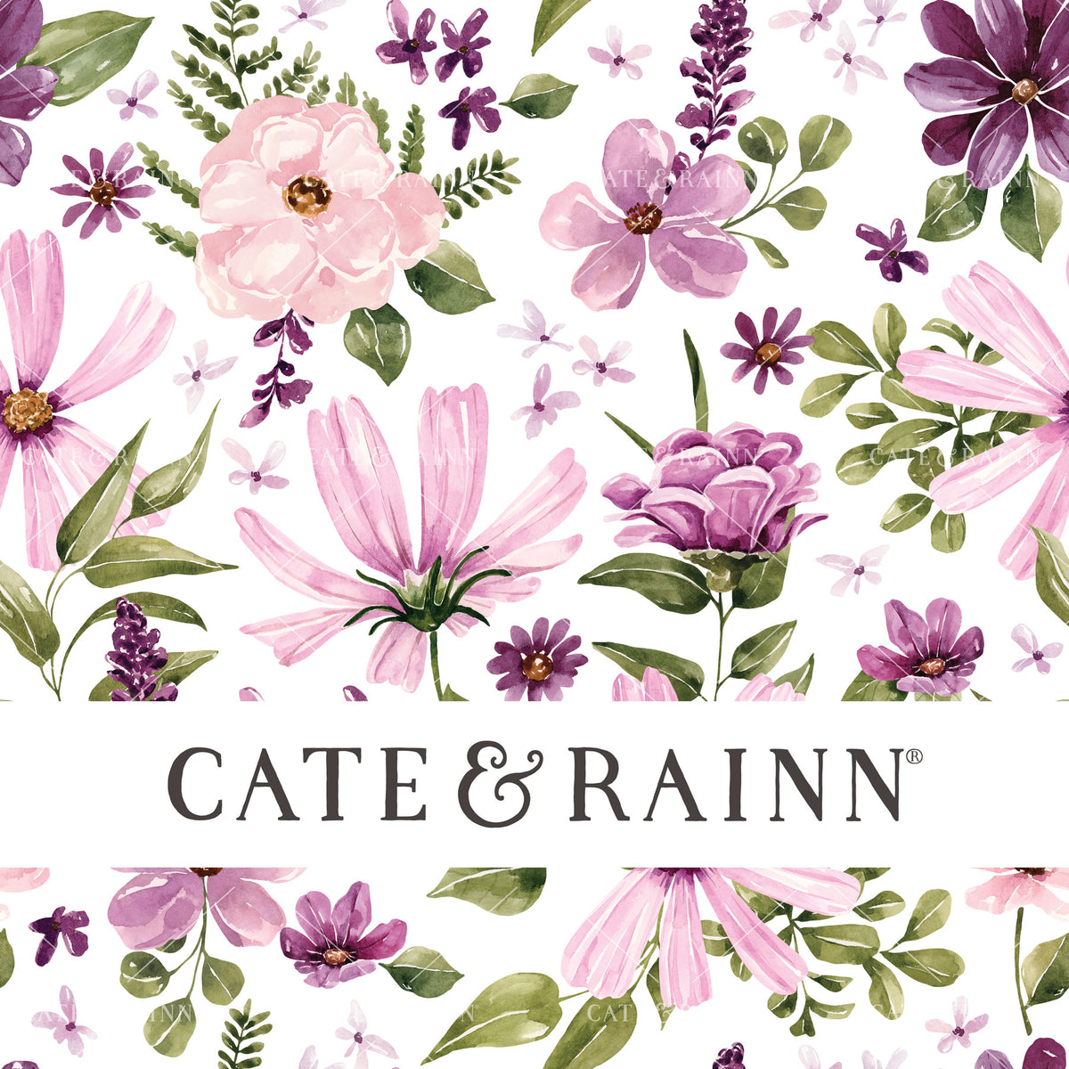 Lilac Floral on White Seamless Pattern | Wildflower Fields Collection