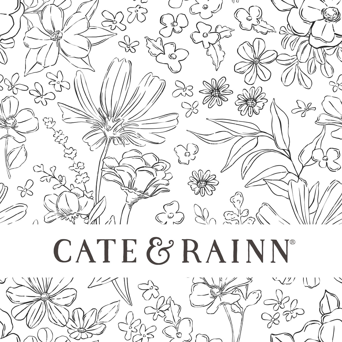Black and White Sketched Wildflower Floral Seamless Pattern | Wildflower Fields Collection