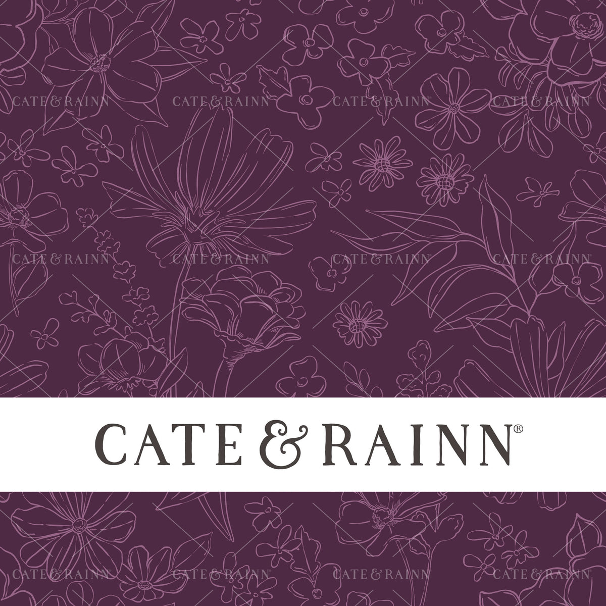 Dark Purple Sketched Wildflower Floral Seamless Pattern | Wildflower Fields Collection