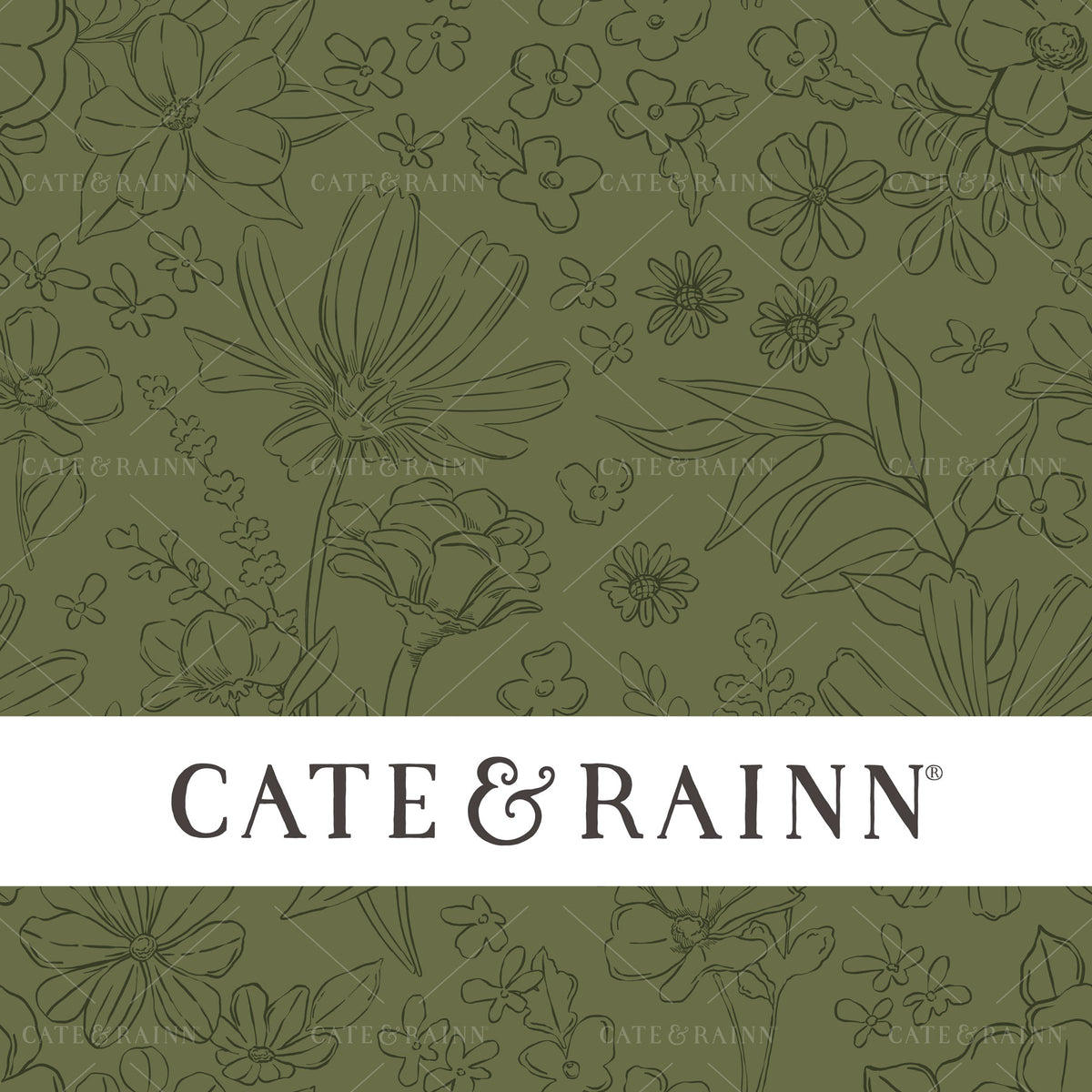 Green Sketched Wildflower Floral Seamless Pattern | Wildflower Fields Collection