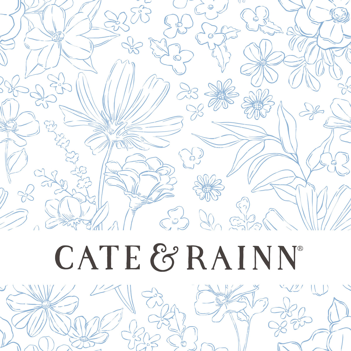 Blue and White Sketched Wildflower Floral Seamless Pattern | Wildflower Fields Collection