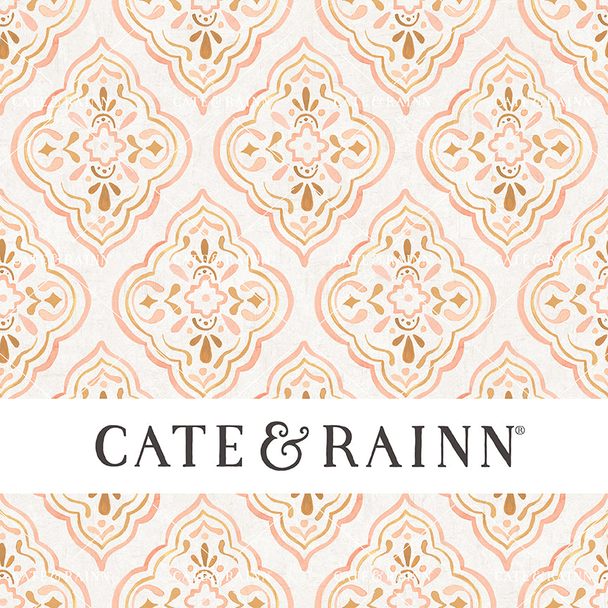 Hand-Painted Pink Boho Medallions on Cream Seamless Pattern | Wanderlust Collection