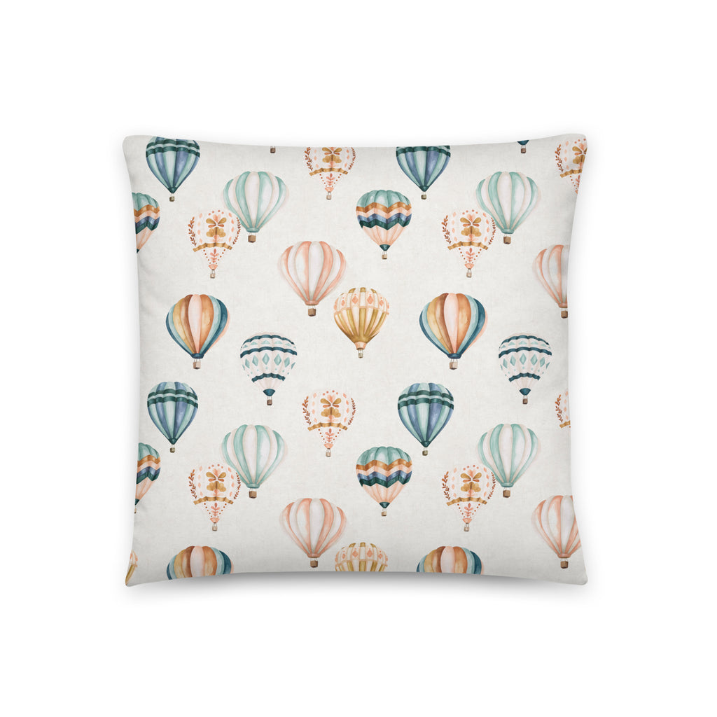 Wanderlust Hot Air Balloon Throw Pillow CateandRainn