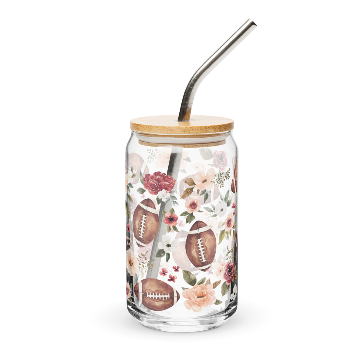 Felicity Football Floral Glass Tumbler