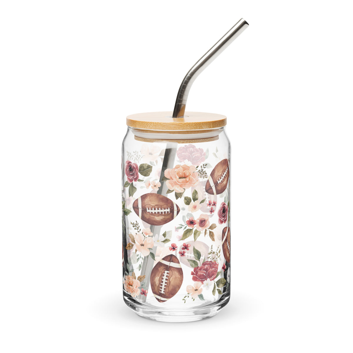 Felicity Football Floral Glass Tumbler