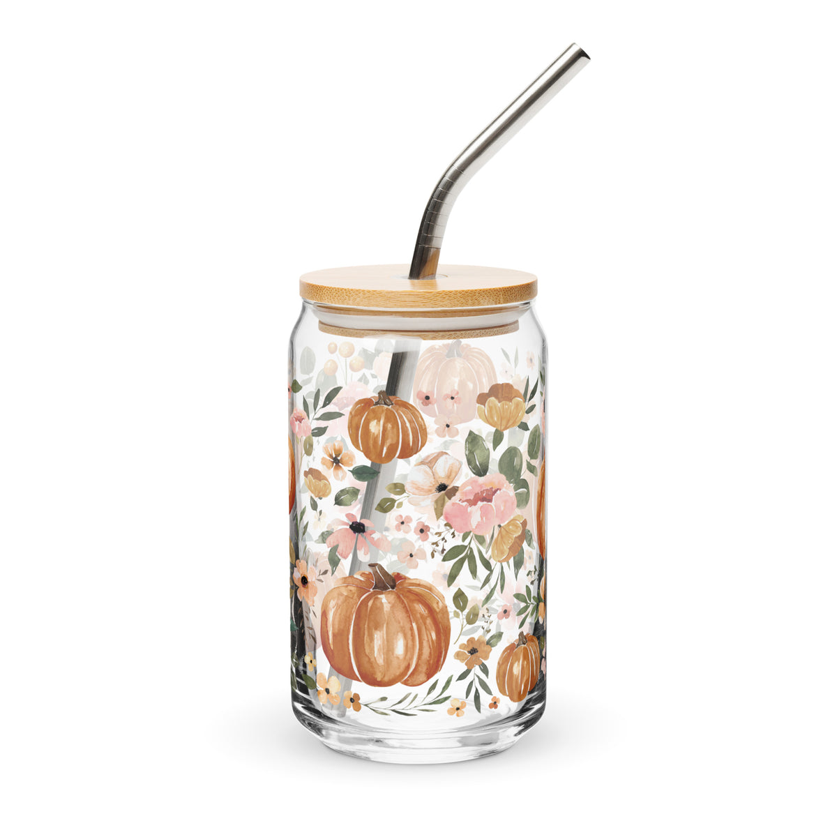 Charlotte Pumpkin Floral Glass Tumbler