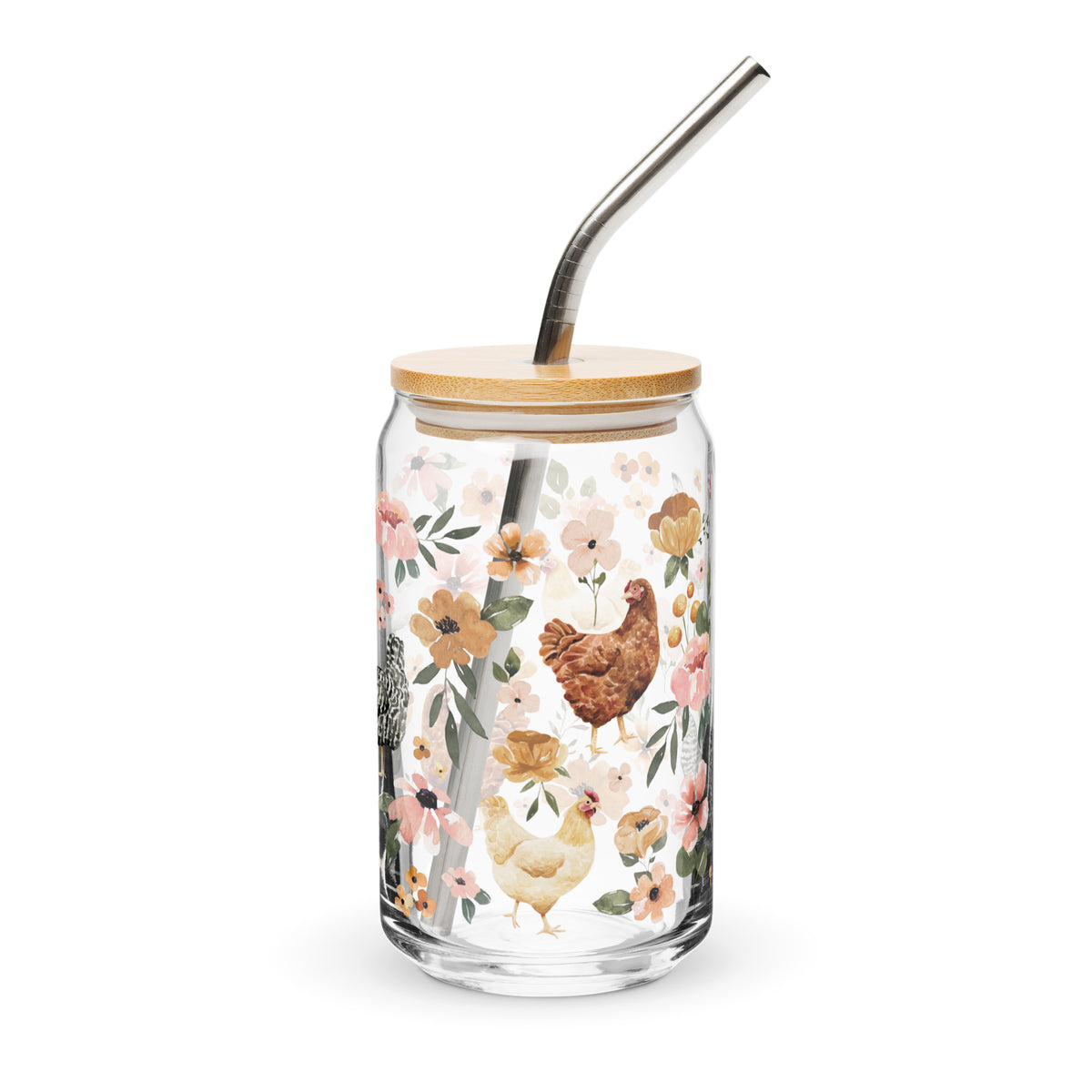 Charlotte Chicken Floral Glass Tumbler